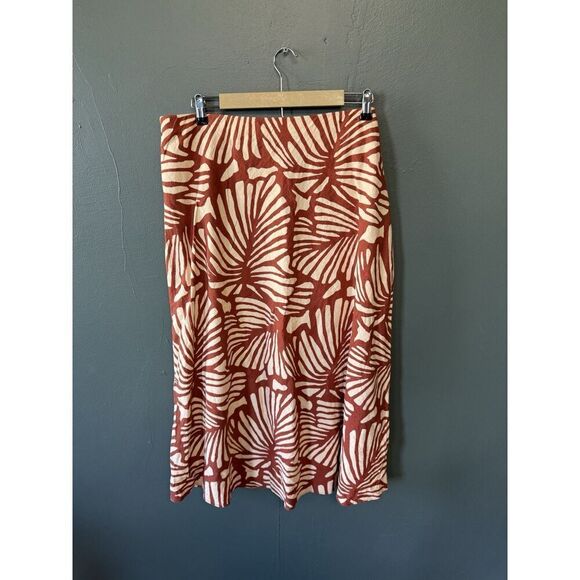 Banana Republic Womens Red Floral Linen Maxi Pencil Skirt Long Size XL - Picture 2 of 3